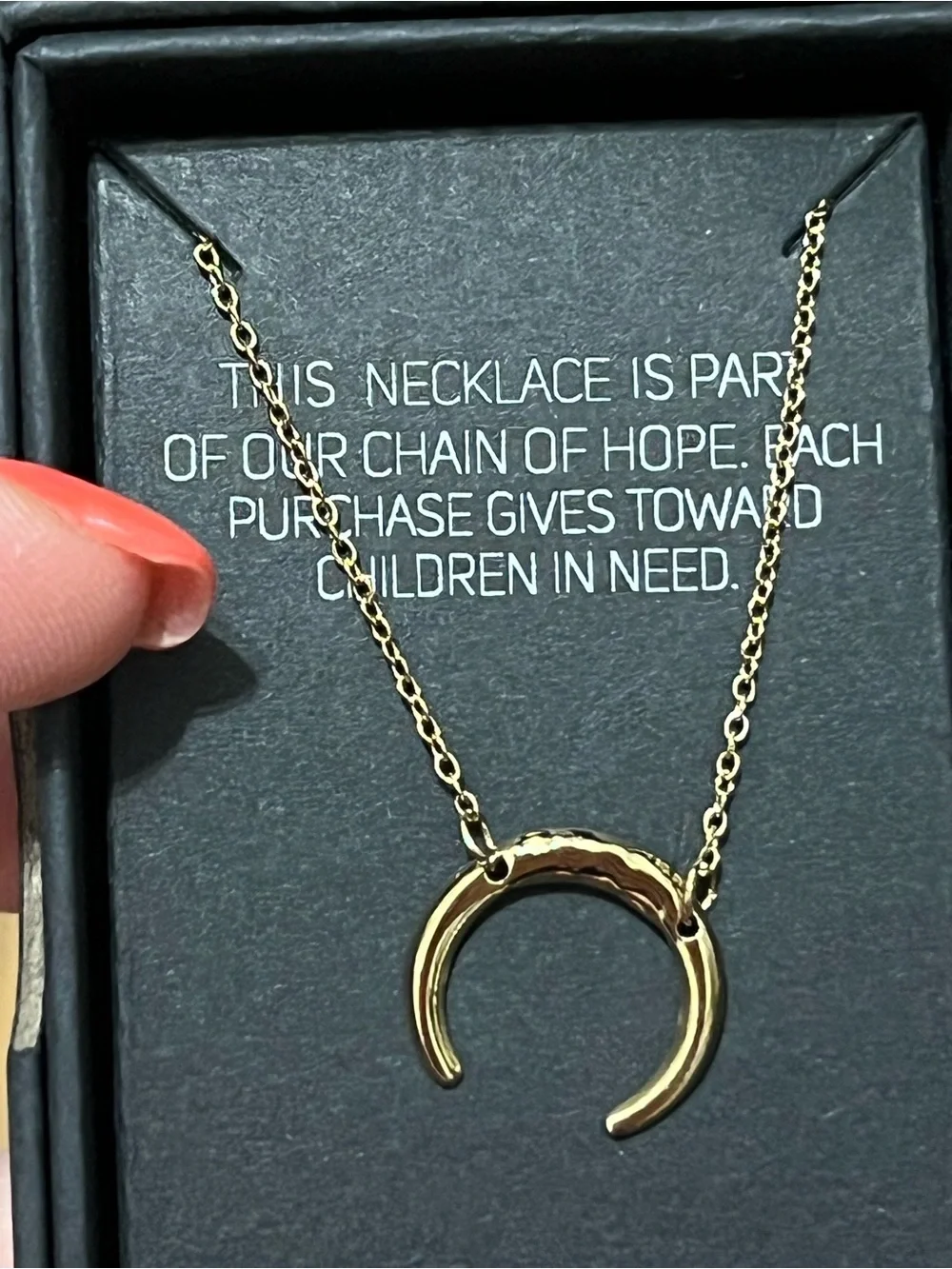 Benevolence LA Luna Half Moon Necklace Crescent 14k Gold Plated Double Horn